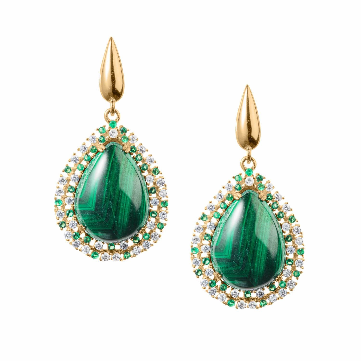 Virescent Malachite Earrings
