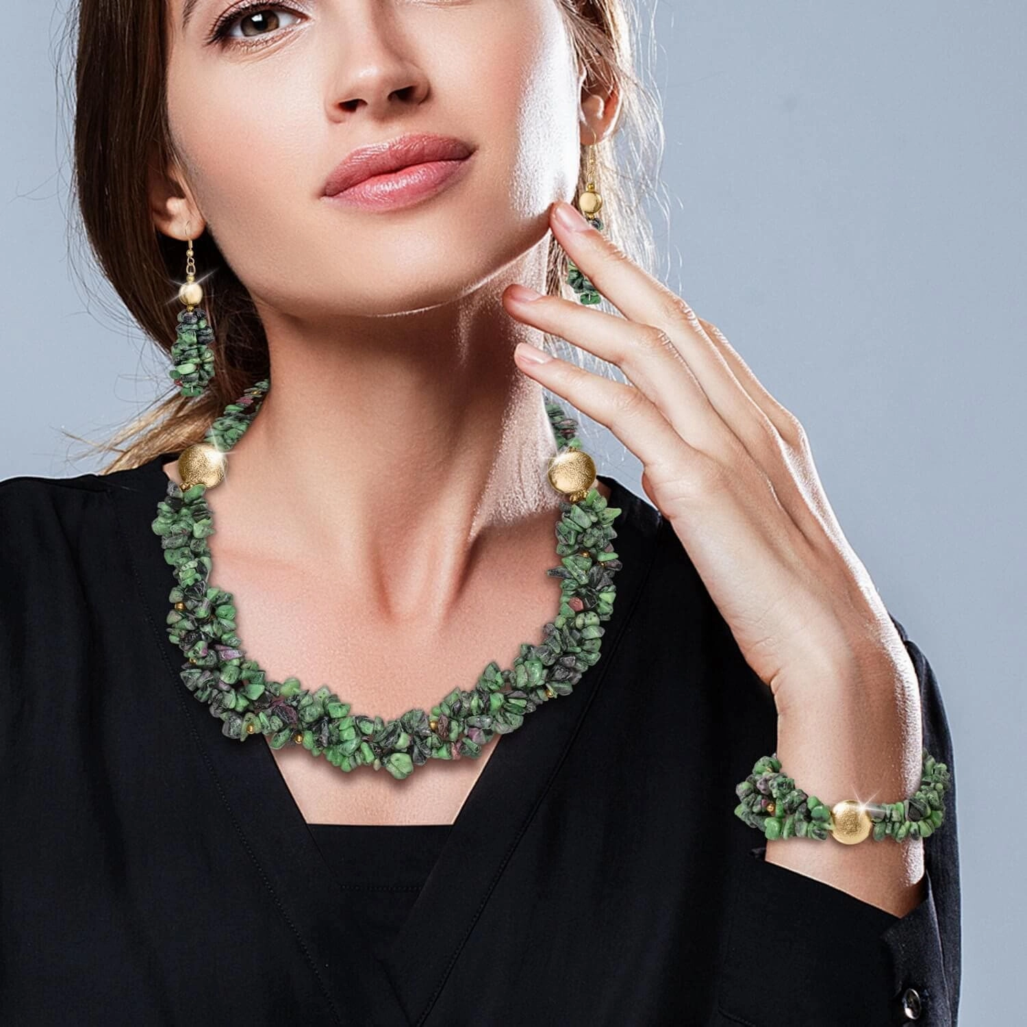 Vivacious Ruby - Zoisite Earrings