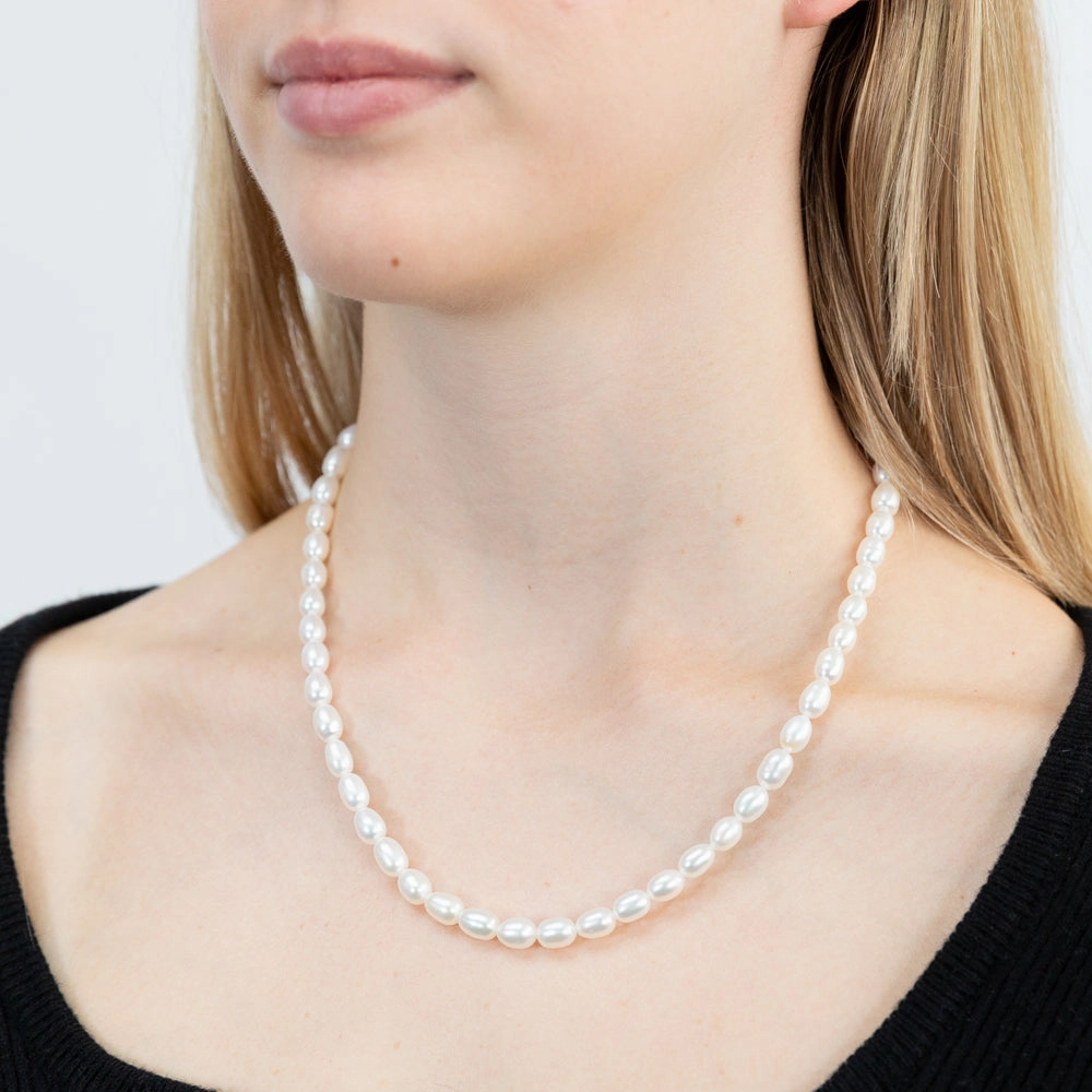White 6-7mm Freshwater Pearl 45cm Necklace with Sterling Silver Clasp