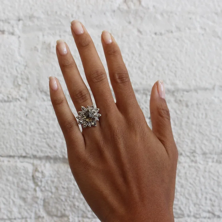 White Gold Flower Ring