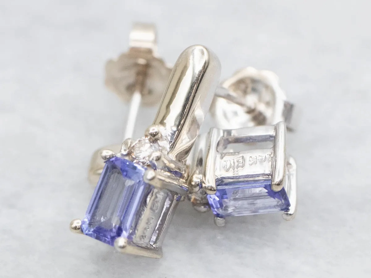White Gold Tanzanite Earrings with Diamond Accents