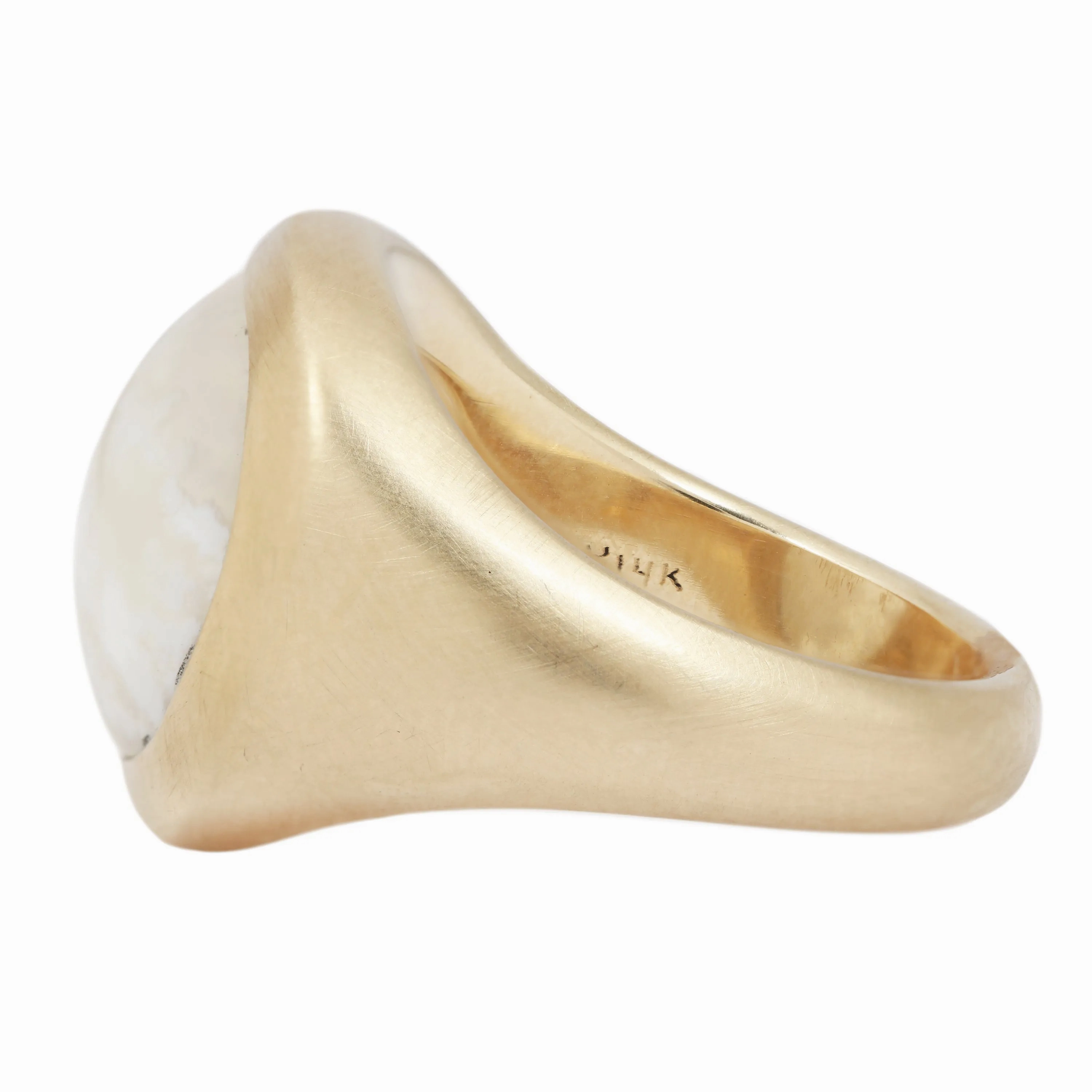 White Plume Agate Slab Ring