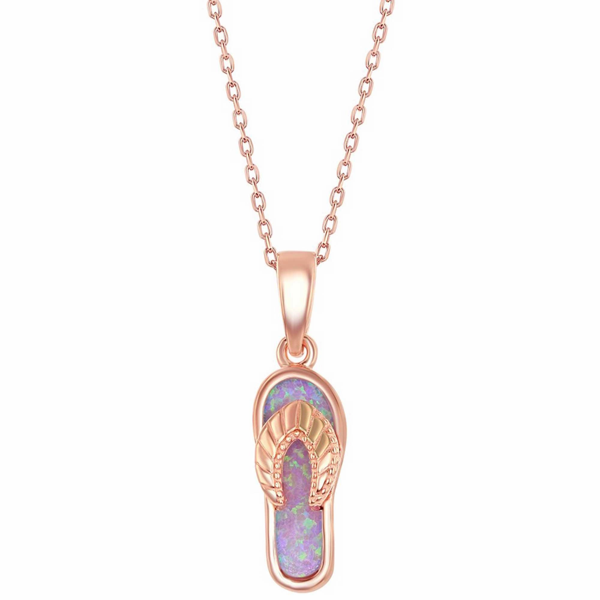 Women's Pendant - RG Plated Sterling Pink Inlay Opal Flip-Flop | K-7940