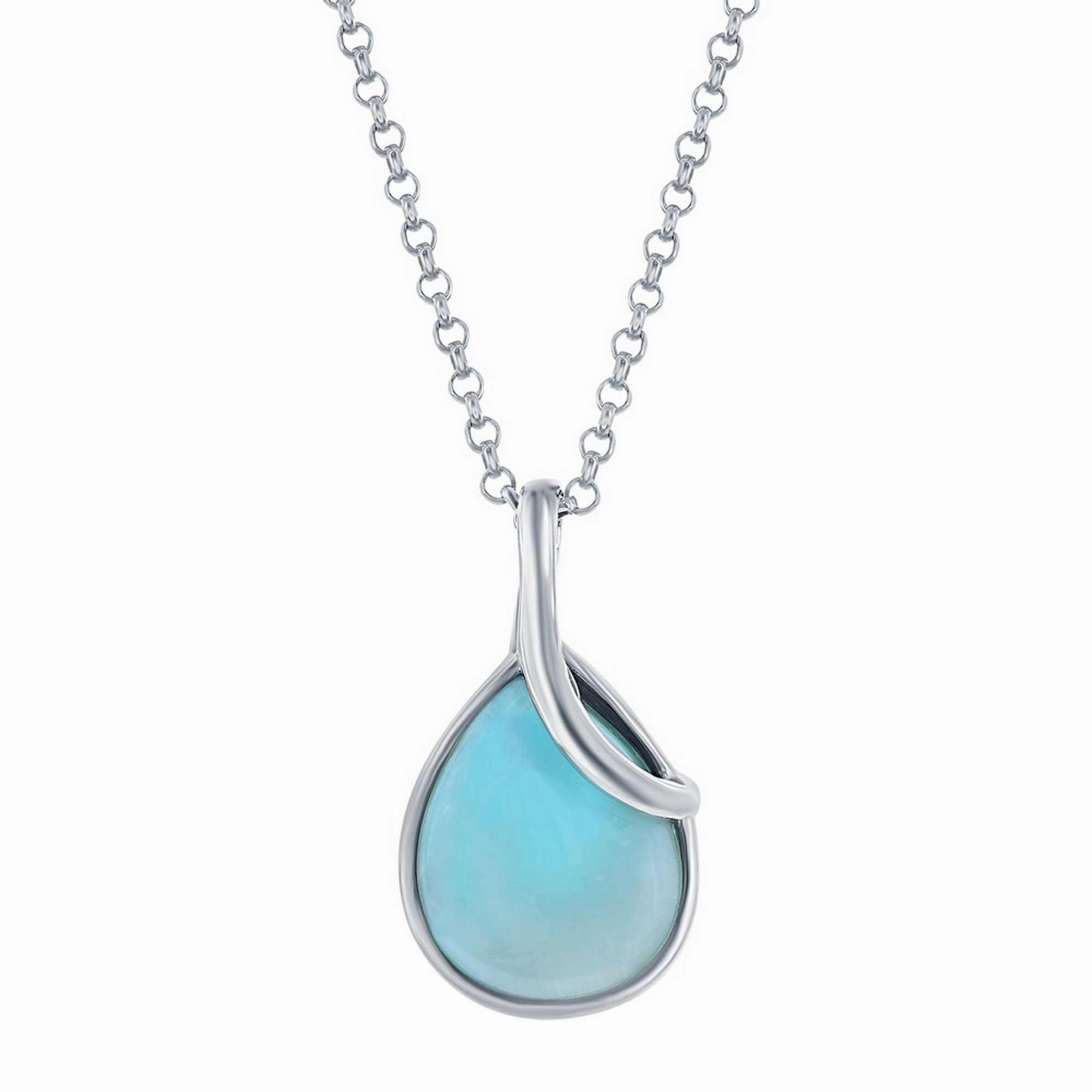 Women's Pendant - Sterling Pear Shaped Larimar Twist | K-8425