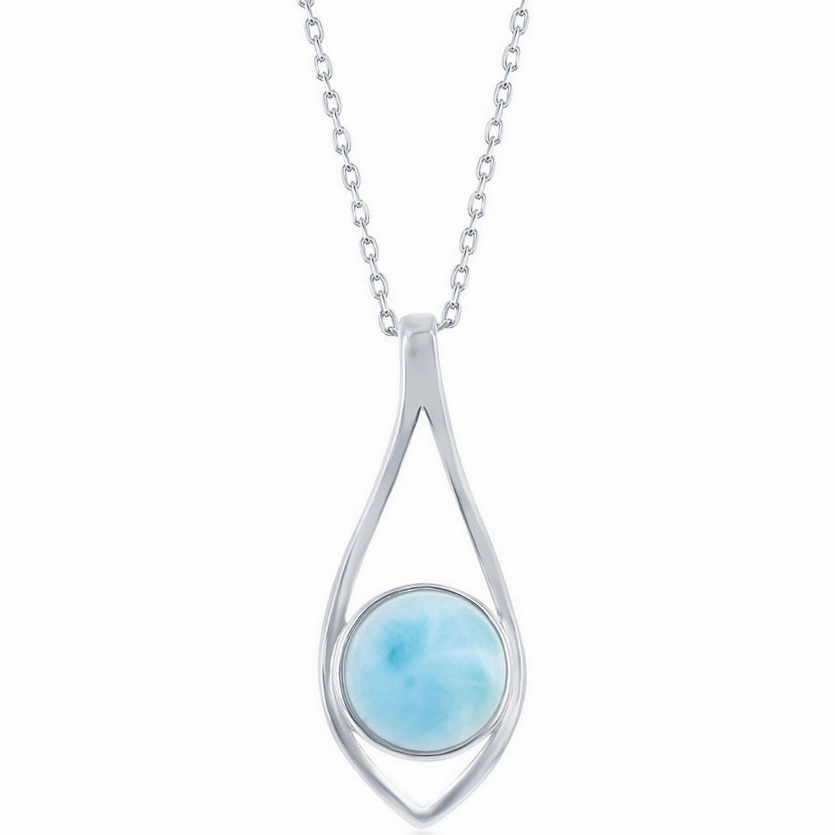 Women's Pendant - Sterling Silver Larimar Open Marquise | K-8420