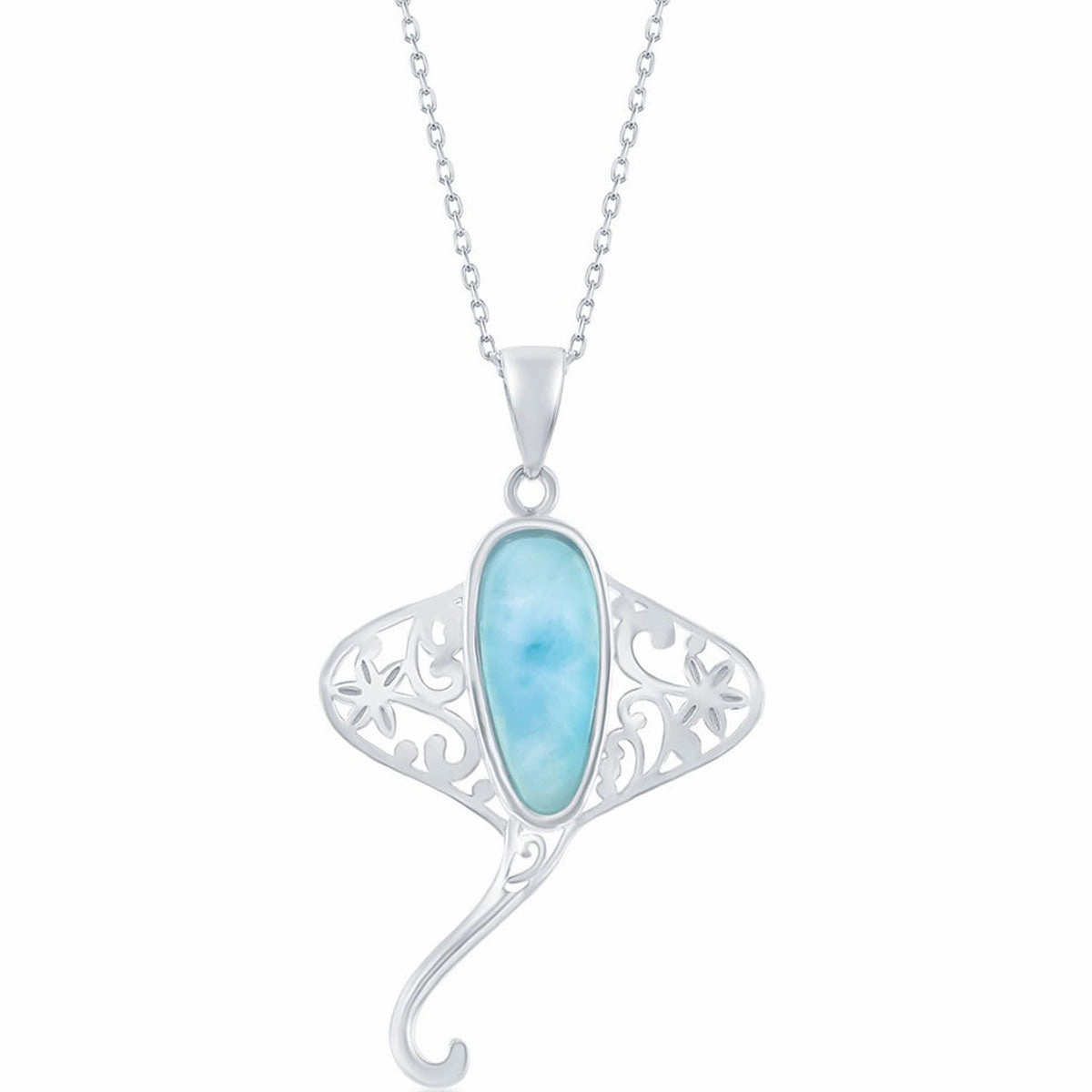Women's Pendant - Sterling Silver Stingray Larimar | K-8292