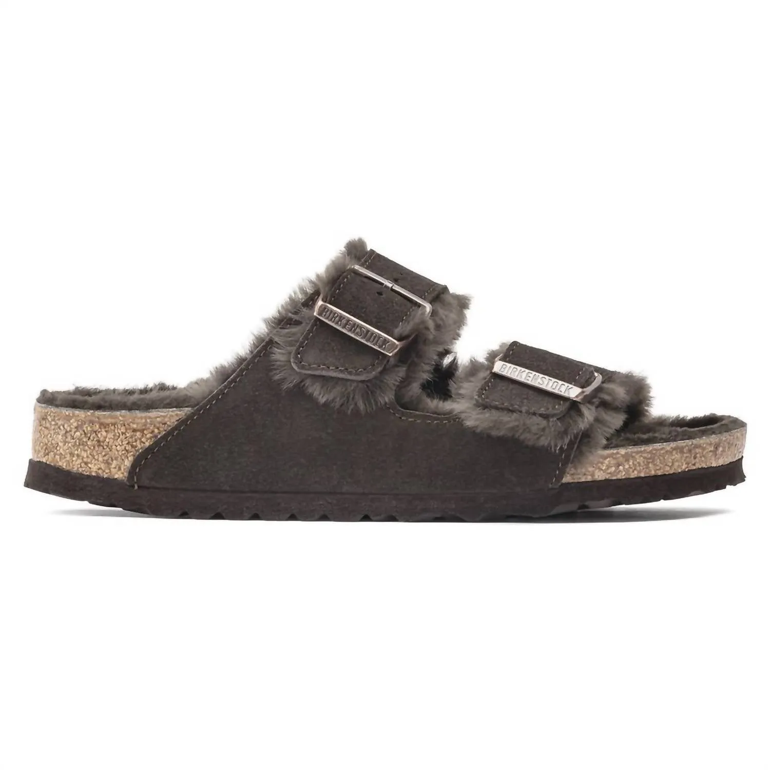 Women's Arizona Shearling Sandals - Narrow In Mocha Suede