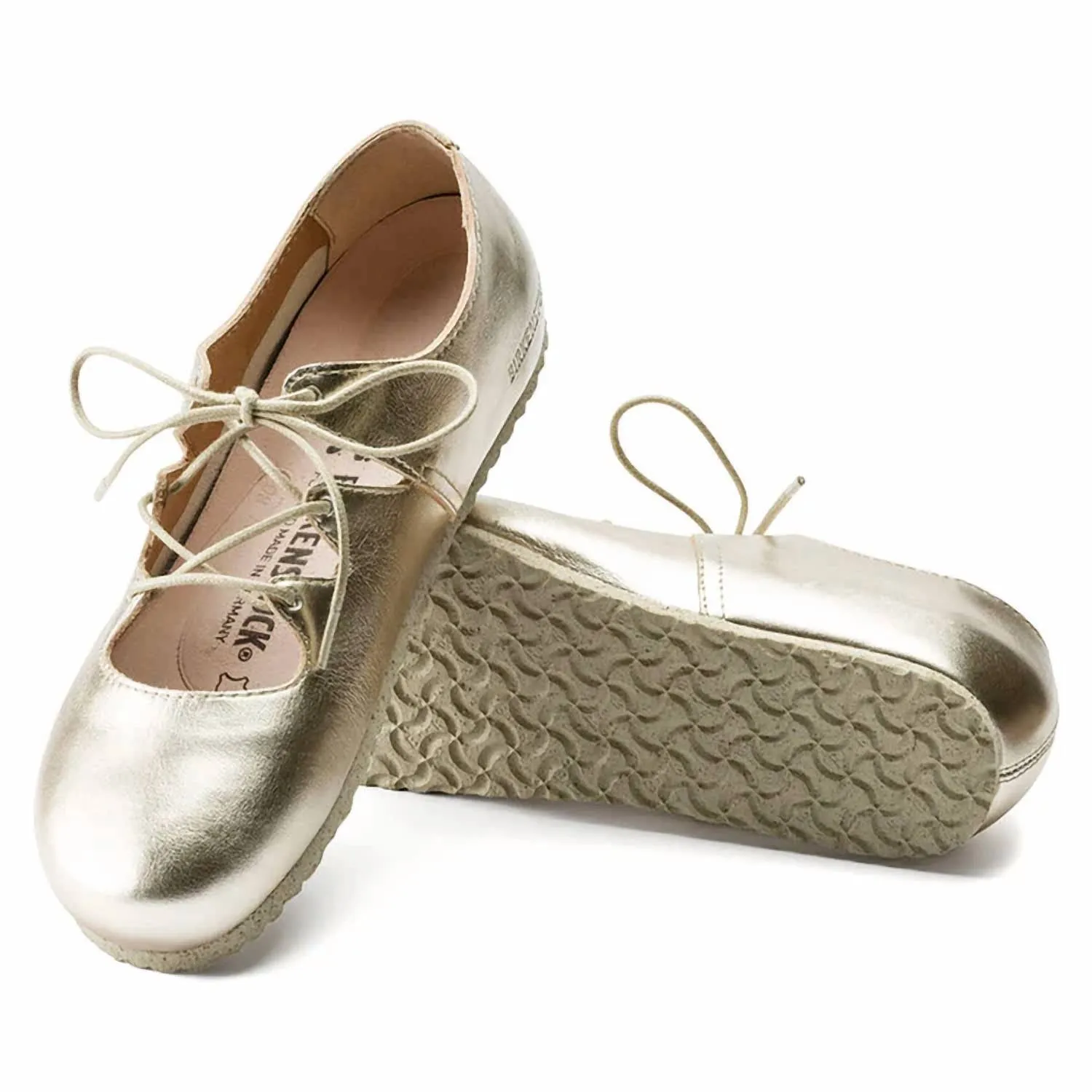 Womens Rye Lace Up Flat - Narrow Width In Gold