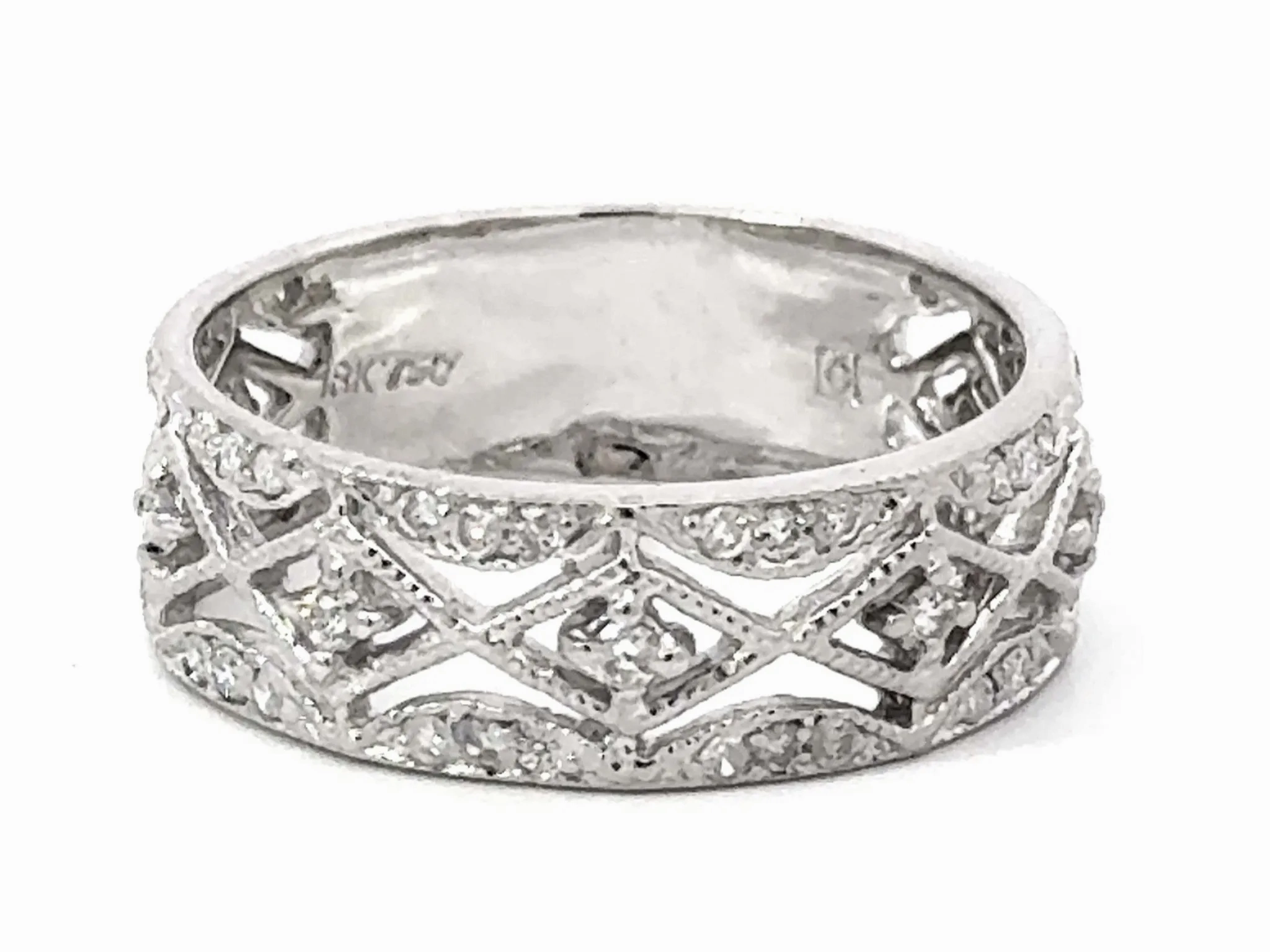 XOXO Diamond Band Cutout Ring 18k White Gold