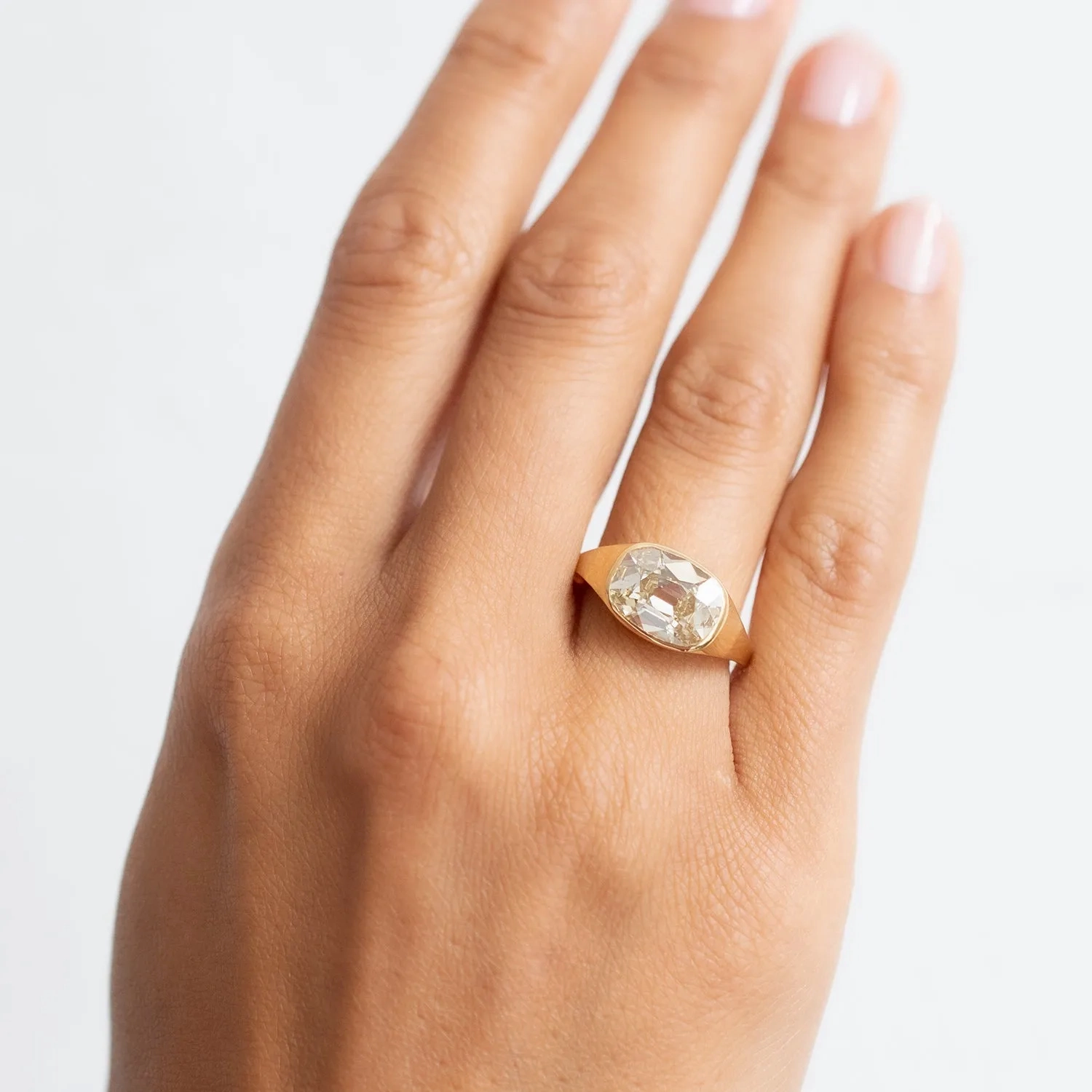 Yellow Diamond Oval Signet Ring