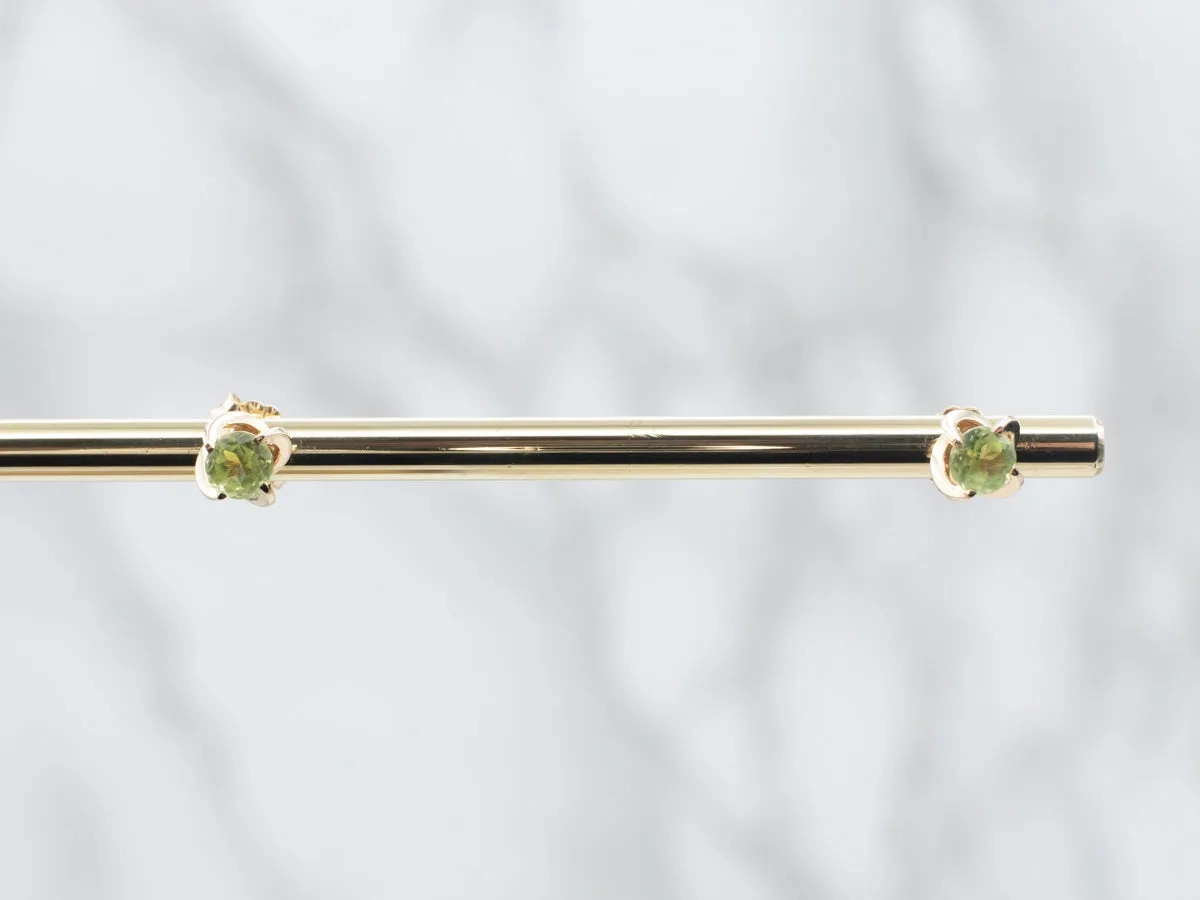 Yellow Gold Peridot Swirl Stud Earrings