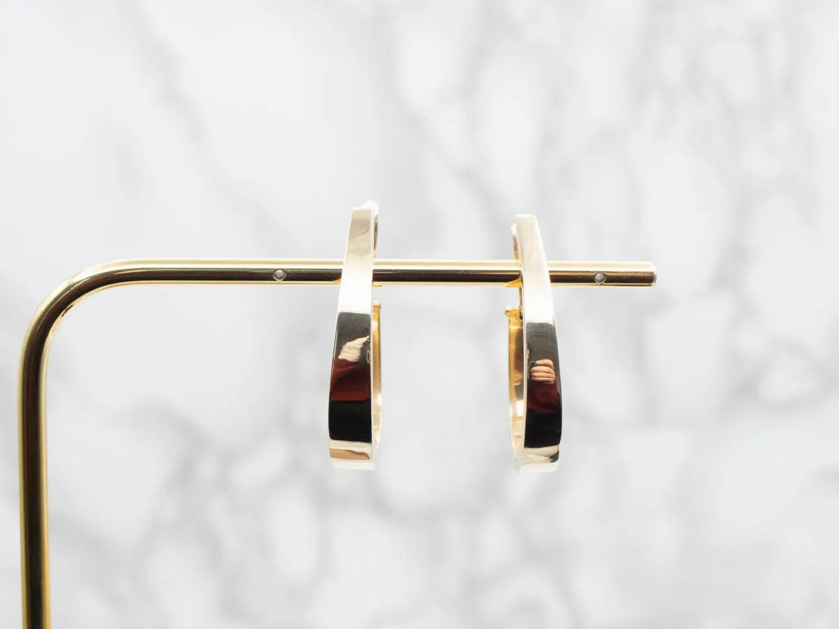Yellow Gold Tapered Hoop Earrings